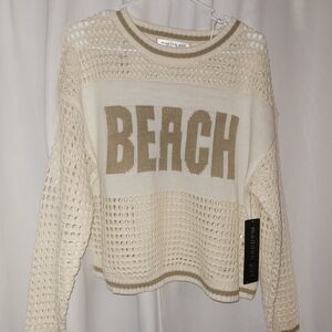 Madden Girl Cream and Tan Beach Netted Sweater